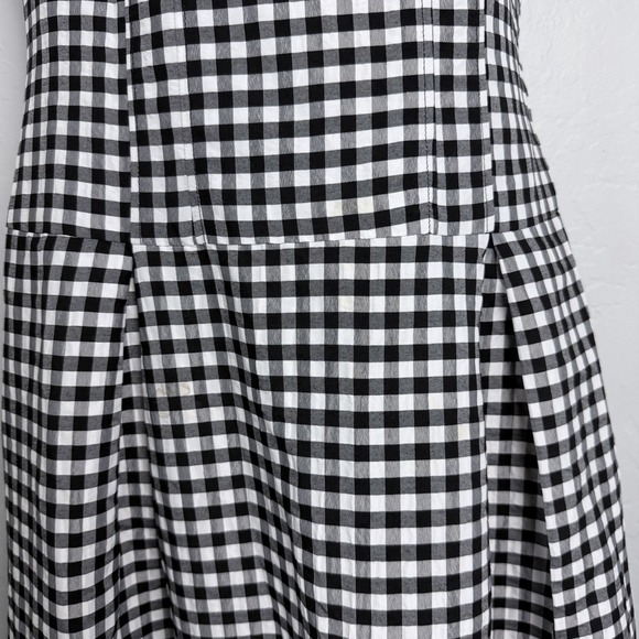 By Anthropologie One Shoulder Gingham Midi Dress Black White Cottagecore M - Picture 5 of 12